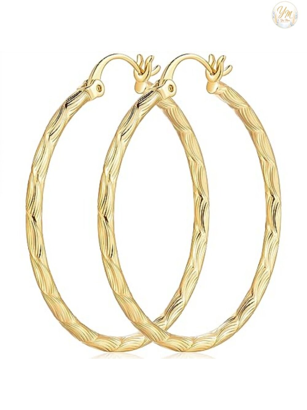 14K Gold Plated Hoop Earrings for Women Curvilinear Design Hypoallergenic